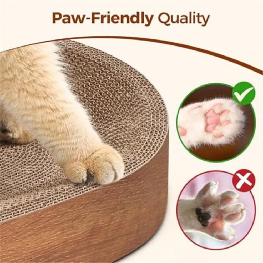 Cat Scratcher Bed Indoor Cats Cardboard Scratch Pad Oval Kitten Furniture Protec